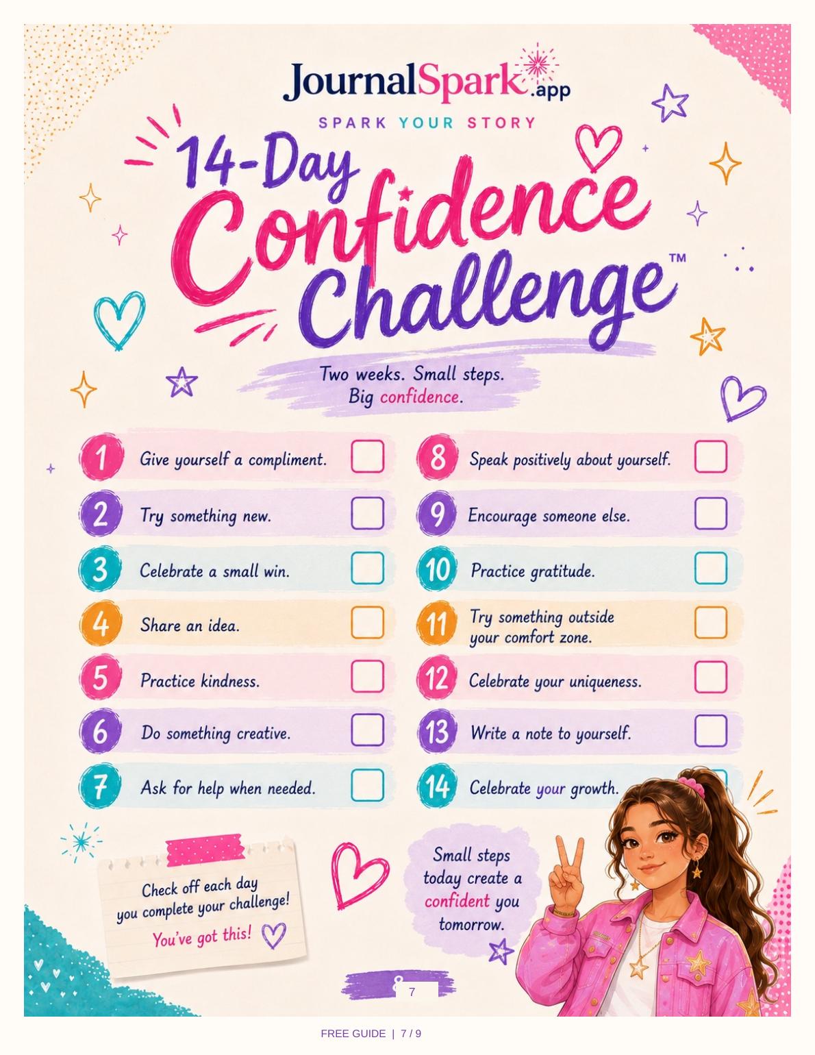 Free guide page: the 14-Day Confidence Challenge
