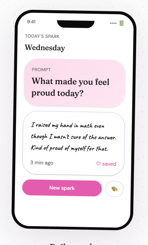 Journal Spark daily reflection prompt on a phone screen